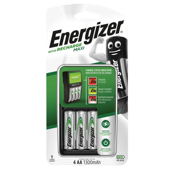 ENERGIZER® Maxi Charger plus 4 x AA 1300 mAh Batteries