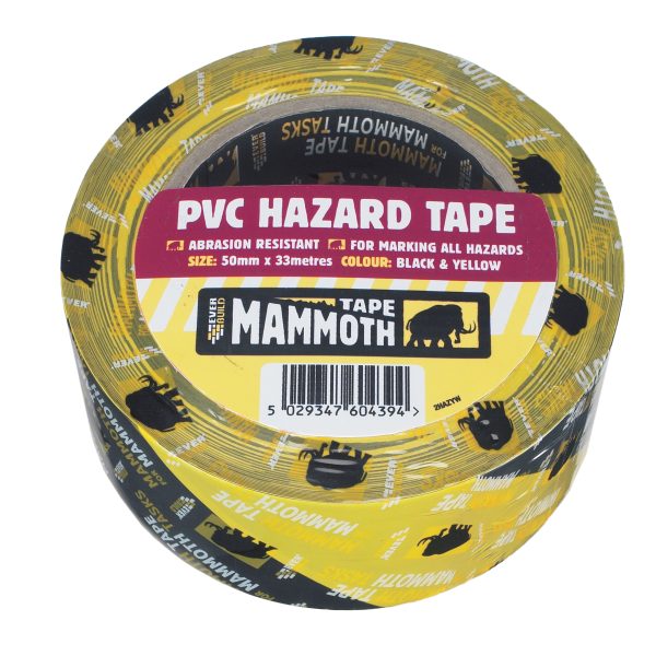 EVERBUILD PVC Hazard Tape Black / Yellow 50mm x 33m