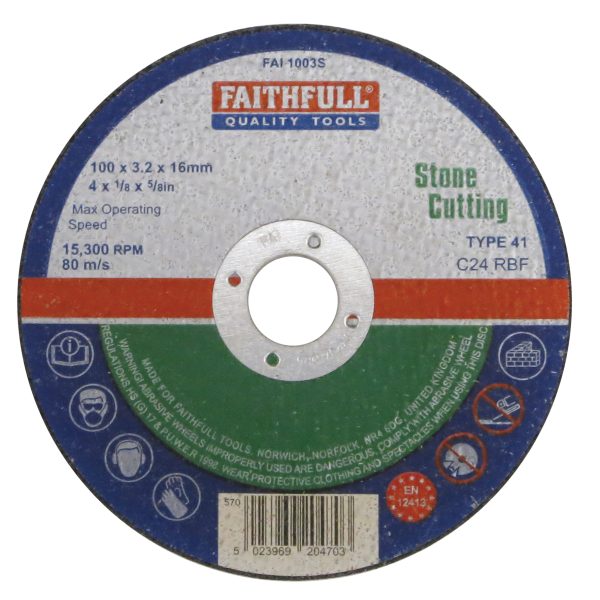 FAITHFULL Stone Cut Off Disc 100 x 3.2 x 16mm