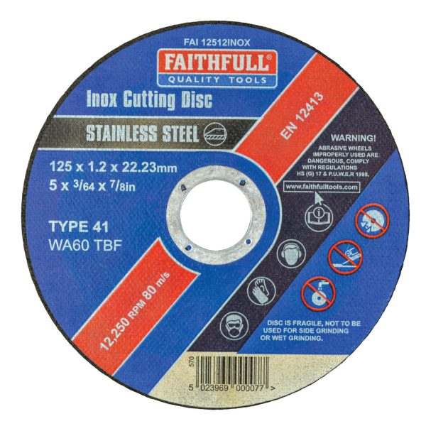 FAITHFULL Inox Cutting Disc 125 x 1.2 x 22.23mm