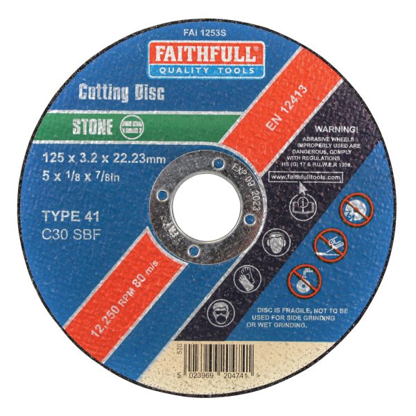 FAITHFULL Stone Cut Off Disc 125 x 3.2 x 22.23mm