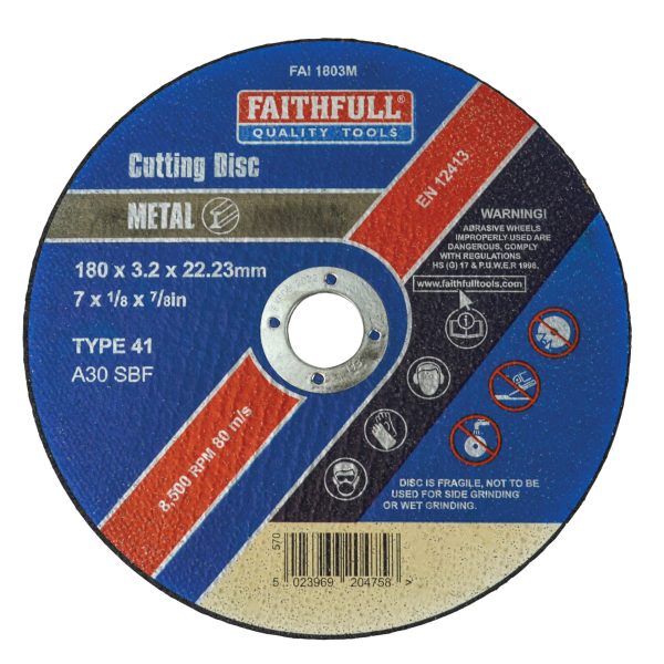 FAITHFULL Metal Cut Off Disc 180 x 3.2 x 22.23mm