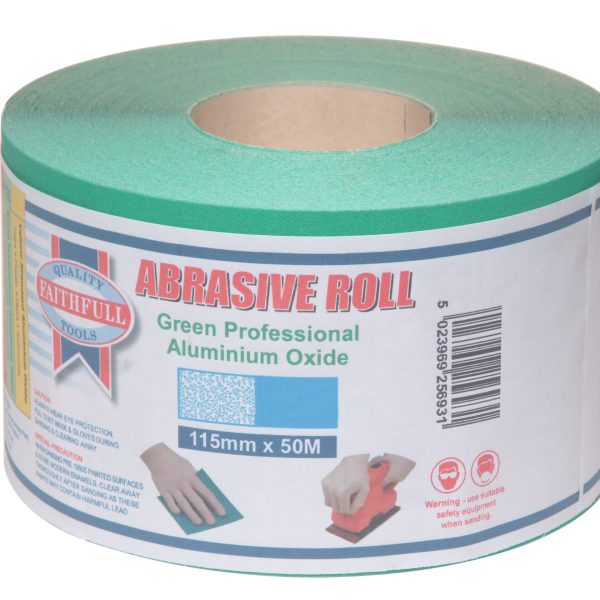 FAITHFULL Aluminium Oxide Sanding Paper Roll Green 115mm x 50m 120G