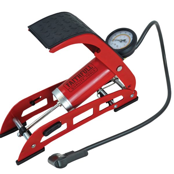 FAITHFULL Foot Pump Single Cylinder with Gauge