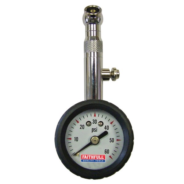 FAITHFULL Tyre Pressure Dial Gauge 60 psi