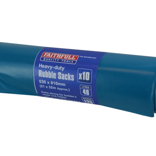 FAITHFULL Blue Heavy-Duty Rubble Sacks (Roll 10)