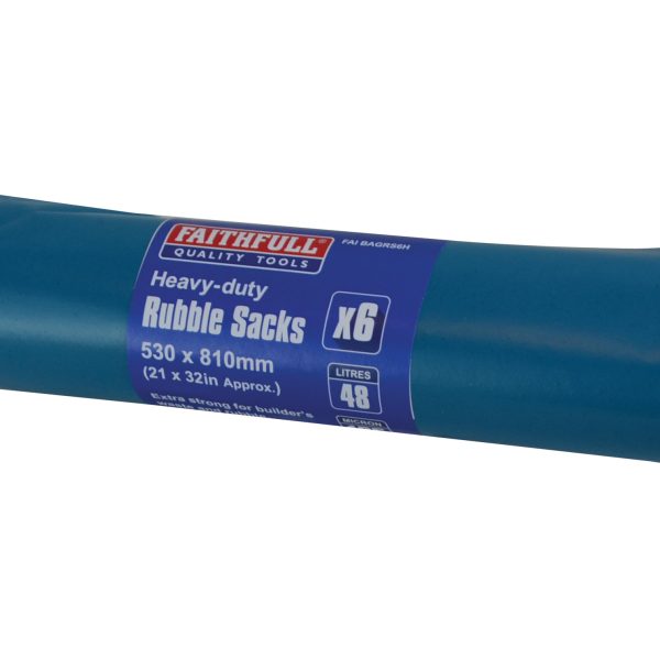 FAITHFULL Blue Heavy-Duty Rubble Sacks (Roll 6)