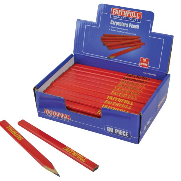 FAITHFULL Carpenter's Pencils - Red / Medium (Display 80)