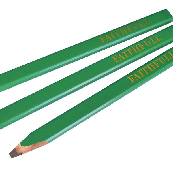 FAITHFULL Carpenter's Pencils - Green / Hard (Pack 3)