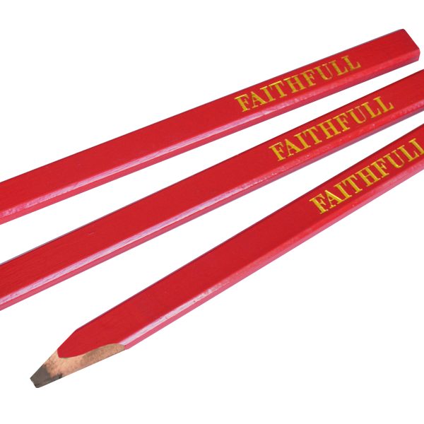 FAITHFULL Carpenter's Pencils - Red / Medium (Pack 3)