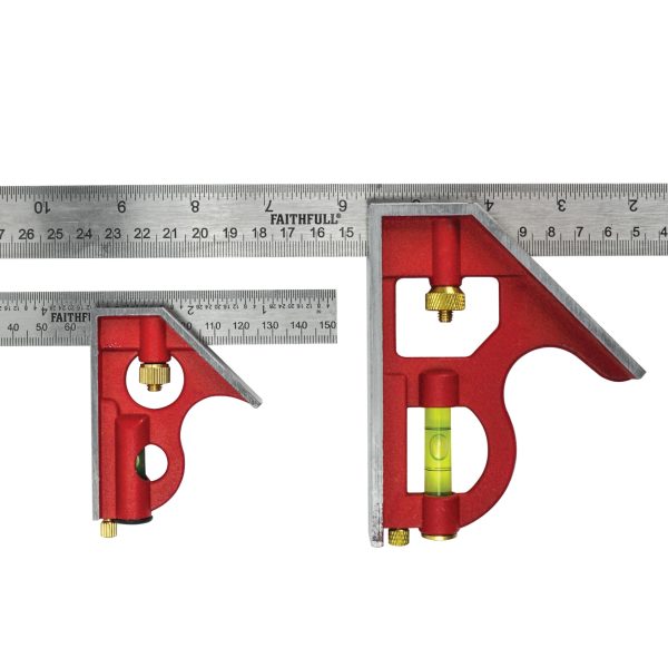 FAITHFULL Combination Square Twin Pack 150mm (6in) & 300mm (12in)