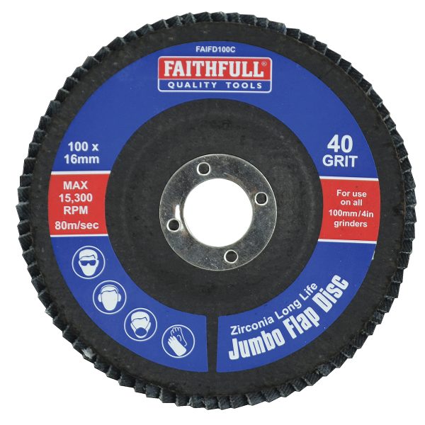 FAITHFULL Abrasive Jumbo Flap Disc 100mm Coarse