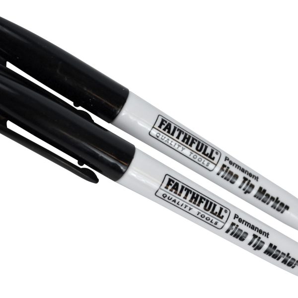 FAITHFULL Fibre Tip Marker Pen Black (Pack 2)