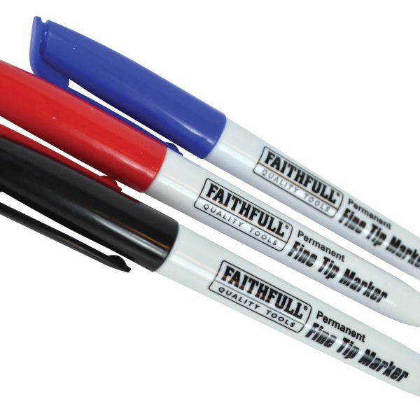 FAITHFULL Fibre Tip Marker Pen Mixed (Pack 3)