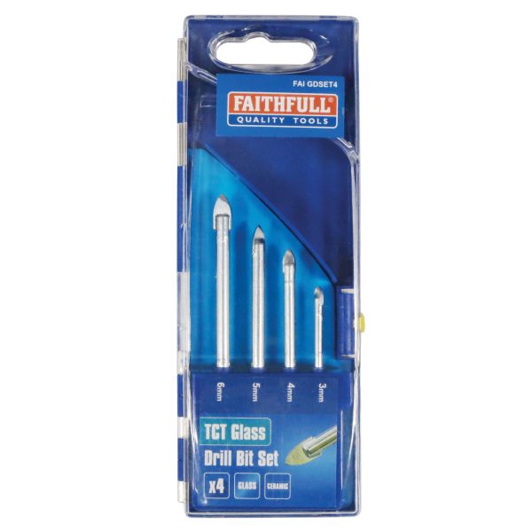 FAITHFULL Tile & Glass Drill Bit Set of 4 (3-6mm)