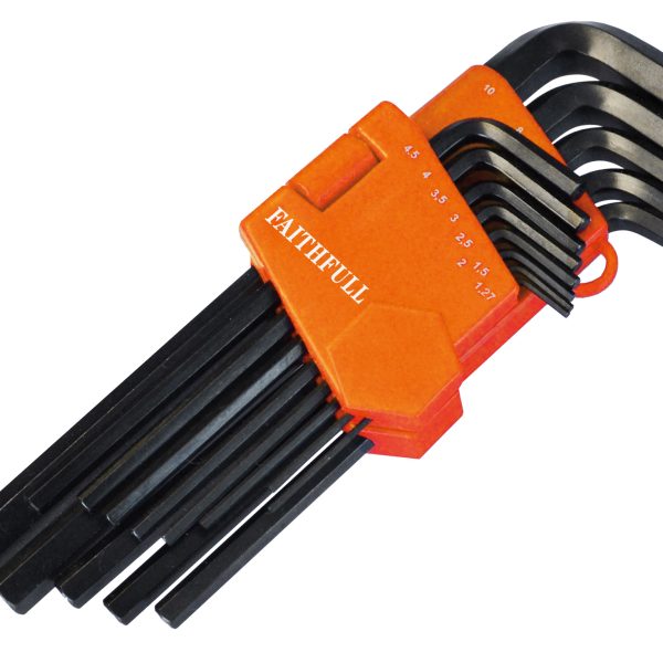 FAITHFULL Long Arm Hex Key Set, 13 Piece (1.3-10mm)