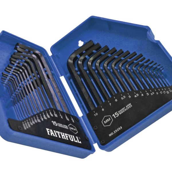 FAITHFULL Metric/Imperial Hex Key Set, 30 Piece (0.7-10mm 0.028-3/8in)