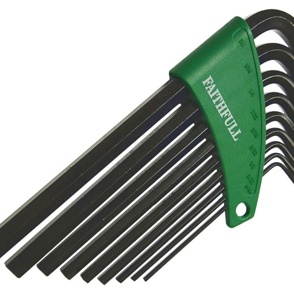 FAITHFULL Long Arm Hexagon Key Set, 9 Piece (5/64 - 3/8in)