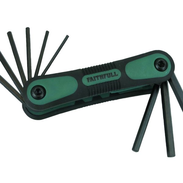 FAITHFULL Folding Hexagon Key Set, 9 Piece (5/64 - 1/4in)