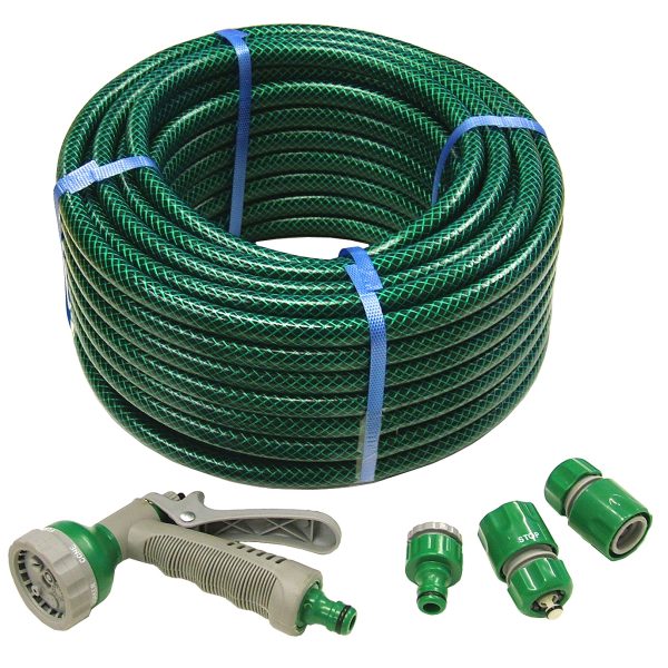 FAITHFULL PVC Reinforced Hose 30m Fittings & Spray Gun