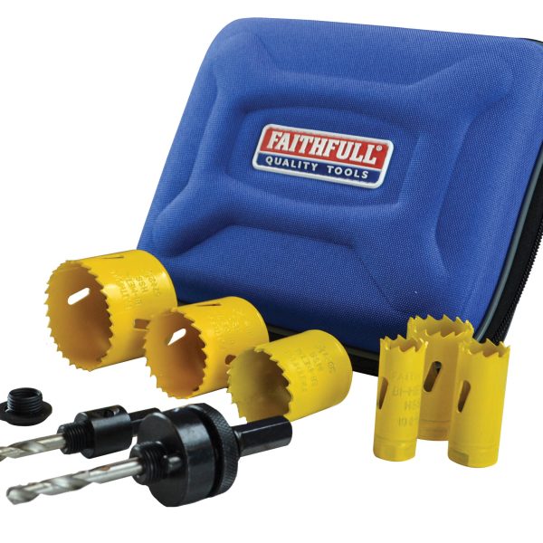 FAITHFULL Universal Varipitch Holesaw Electrician's Kit, 9 Piece 16-51mm