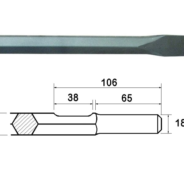 FAITHFULL Kango Shank Chisel 25 x 450mm (914119)