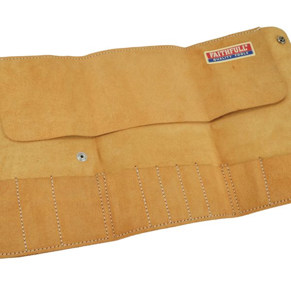 FAITHFULL 10 Pocket Leather Tool Roll 48 x 27cm