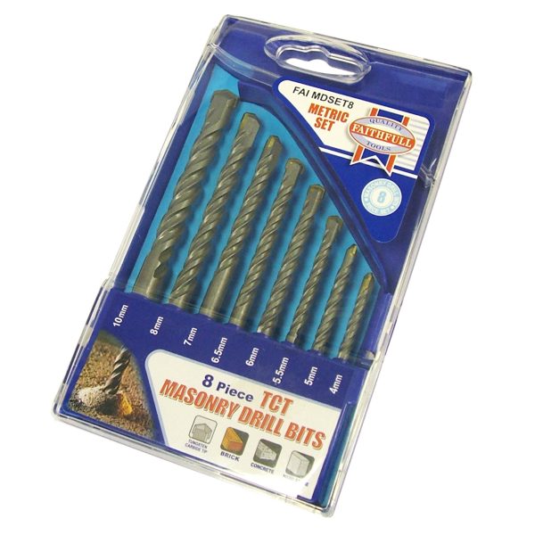 FAITHFULL Standard Masonry Drill Set, 8 Piece 4-10mm