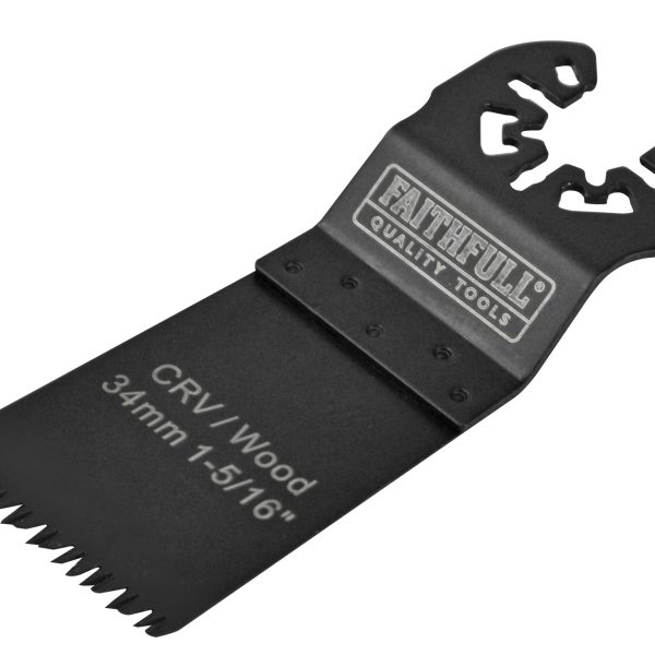 FAITHFULL Multi-Function Tool CrV Flush Cut Wood Blade Ground Side Set 34mm (Pack 5)