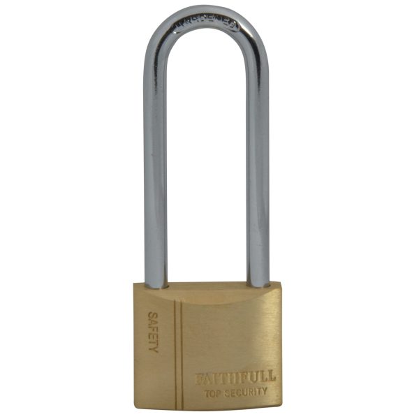 FAITHFULL Brass Padlock 40mm Long Shackle 3 Keys