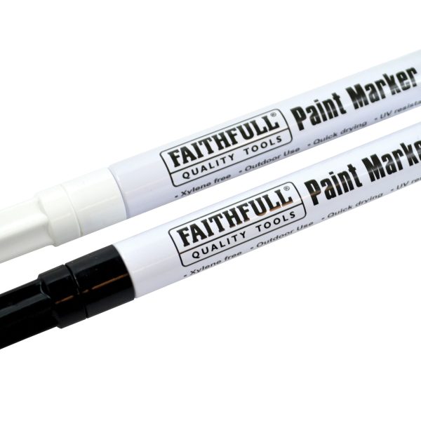 FAITHFULL Paint Marker Pen Black & White (Pack 2)