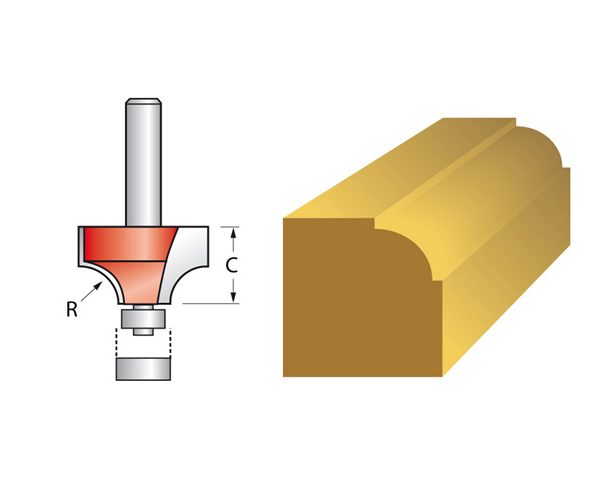 FAITHFULL Router Bit TCT 6.3mm Rounding Over 1/4in Shank