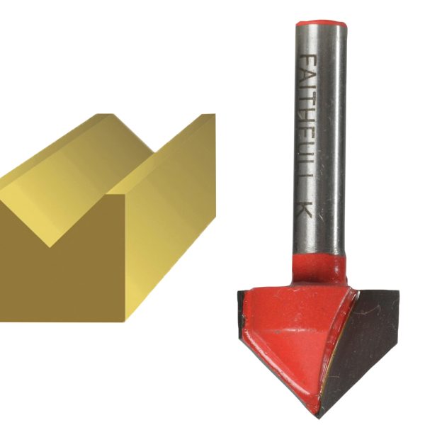 FAITHFULL Router Bit TCT V-Groove 13.0mm x 19.1mm 1/4in Shank