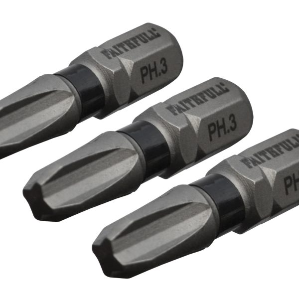 FAITHFULL Philips Impact Screwdriver Bits PH3 x 25mm (Pack 3)