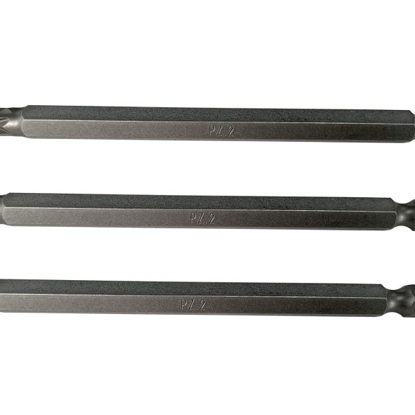 FAITHFULL Pozidriv S2 Power Screwdriver Bits PZ3 x 100mm (Pack 3)