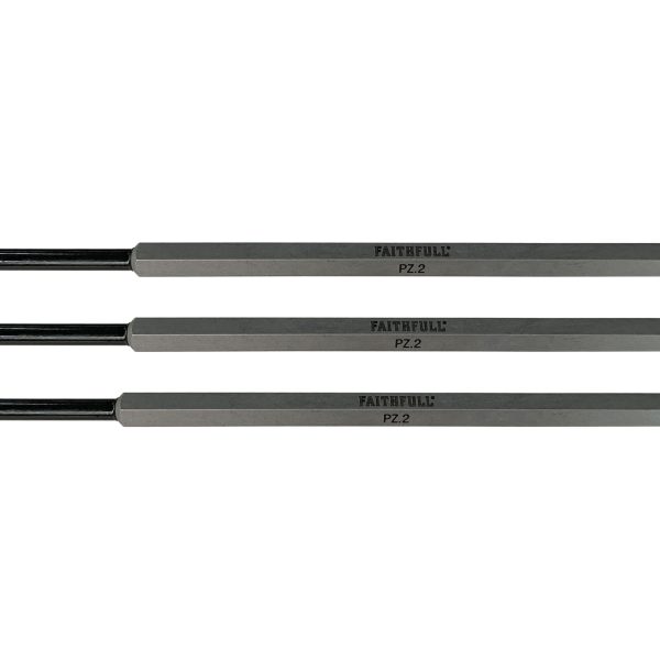FAITHFULL Pozidriv Impact Screwdriver Bits PZ2 x 150mm (Pack 3)