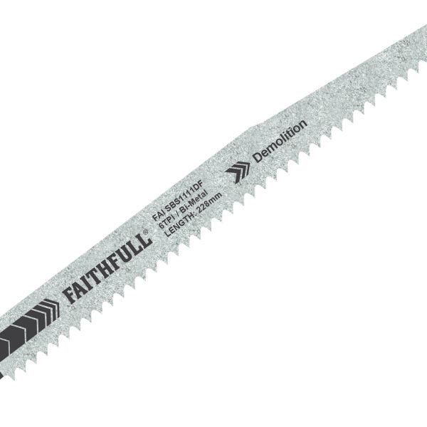 FAITHFULL S1111DF Bi-Metal Sabre Saw Blade Demolition 228mm 6 TPI (Pack of 5)