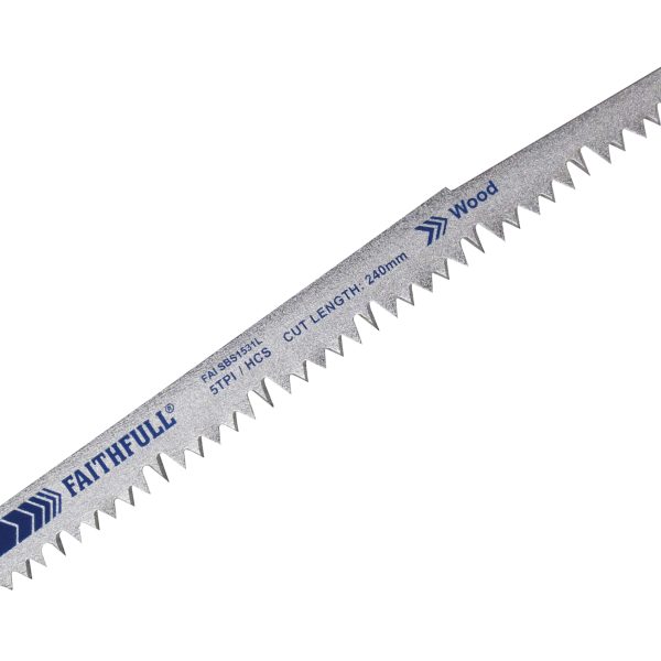 FAITHFULL S1531L Sabre Saw Blade Wood 240mm 5 TPI (Pack of 5)