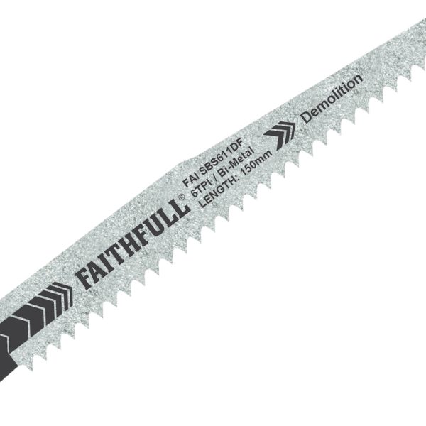 FAITHFULL S611DF Bi-Metal Sabre Saw Blade Demolition 150mm 6 TPI (Pack of 5)