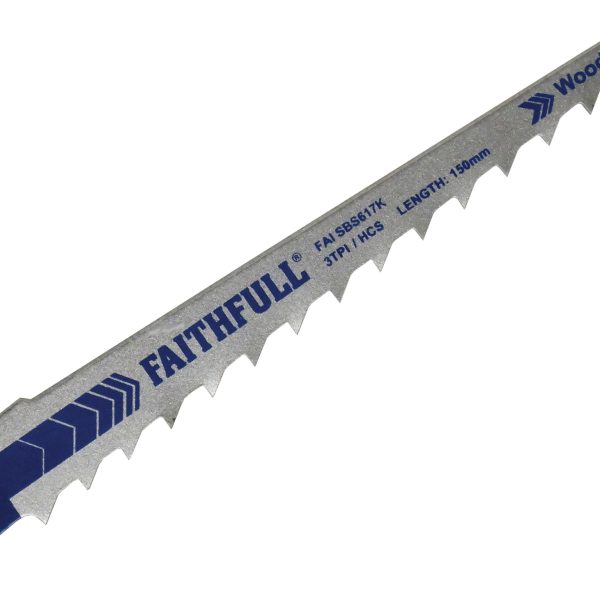 FAITHFULL S617K Sabre Saw Blade Wood 150mm 3 TPI (Pack of 5)