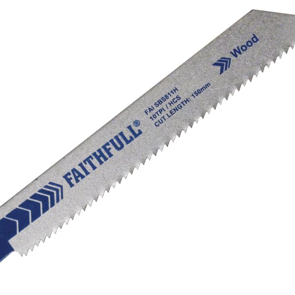 FAITHFULL S811H Sabre Saw Blade Wood 150mm 10 TPI (Pack of 5)