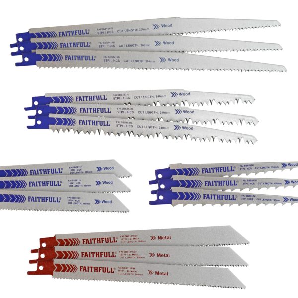FAITHFULL Sabre Saw Blade Set, 15 Piece