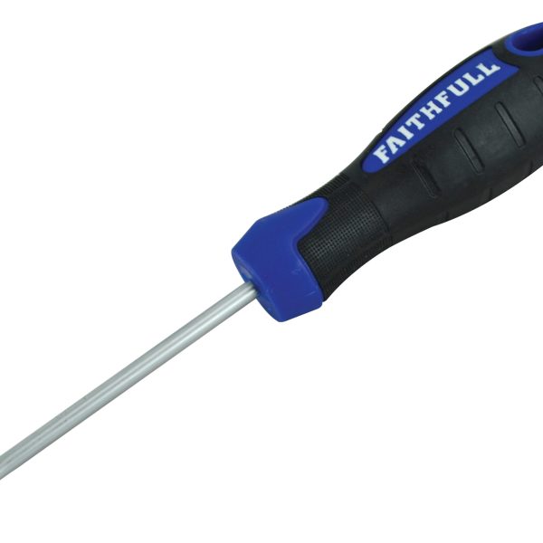 FAITHFULL Soft Grip Screwdriver Flared Slotted Tip 4.0 x 75mm