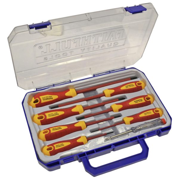 FAITHFULL VDE Soft Grip Screwdriver Set (Case), 8 Piece