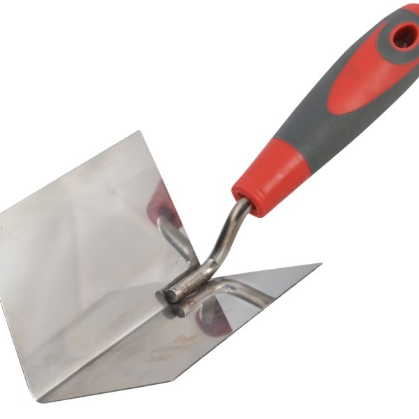FAITHFULL Internal Corner Trowel Stainless Steel Soft Grip Handle 4 x 3 x 3in