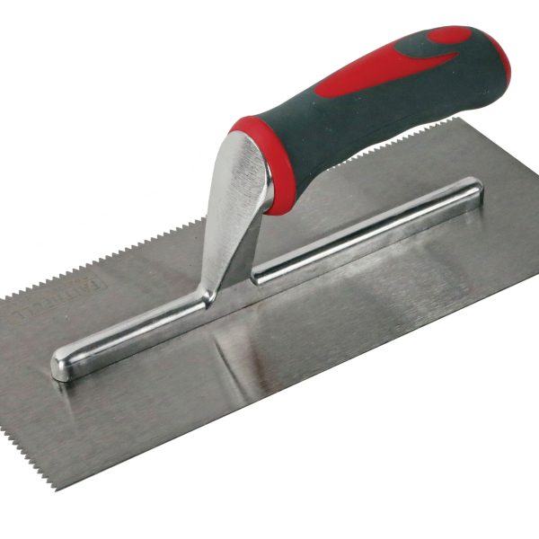 FAITHFULL Notched Trowel V 3mm Soft Grip Handle 11 x 4.1/2in