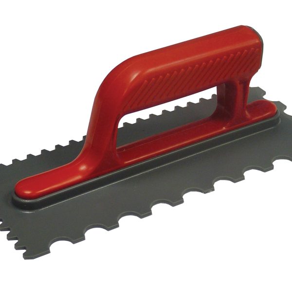 FAITHFULL Notched Trowel V 4mm & Round 7mm Plastic Handle 11 x 4.1/2in
