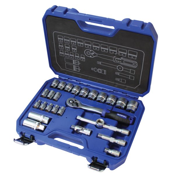 FAITHFULL Socket Set of 26 Metric 3/8in Drive