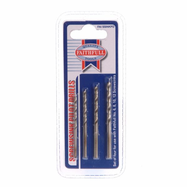 FAITHFULL Screwsink Pilot Drill Set, 4 Piece
