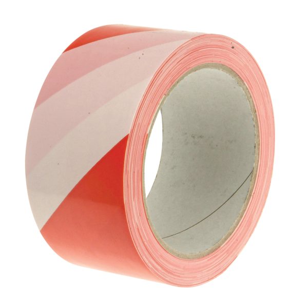 FAITHFULL Economy Self-Adhesive Hazard Tape Red/White 50mm x 33m